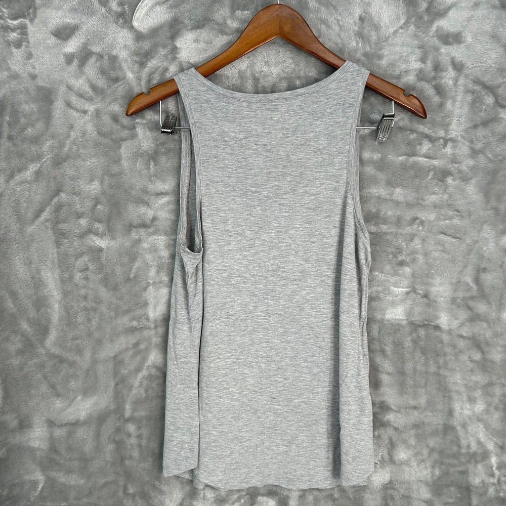 American Eagle Soft & Sexy Tank Top Gray EUC Blue Floral Embroidered Cottage SM - Picture 3 of 7